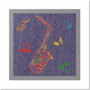 Mosaic tiles saxophone Posters and Art